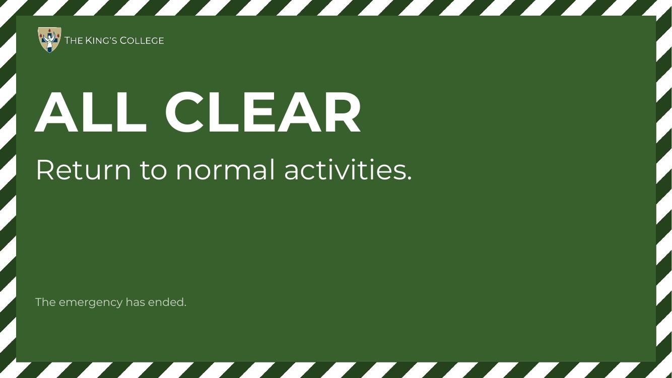 All Clear message on a campus screen